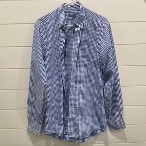 Izod Men's Blue and White Plaid Shirt